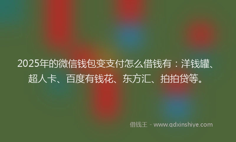 2025年的微信钱包变支付怎么借钱有：洋钱罐、超人卡、百度有钱花、东方汇、拍拍贷等。