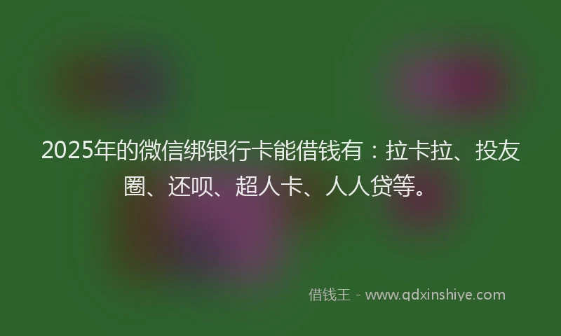 2025年的微信绑银行卡能借钱有：拉卡拉、投友圈、还呗、超人卡、人人贷等。
