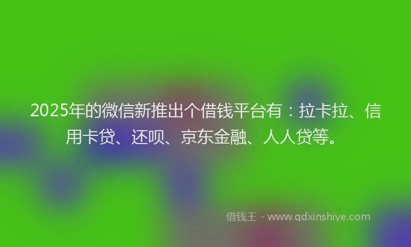 2025年的微信新推出个借钱平台有：拉卡拉、信用卡贷、还呗、京东金融、人人贷等。