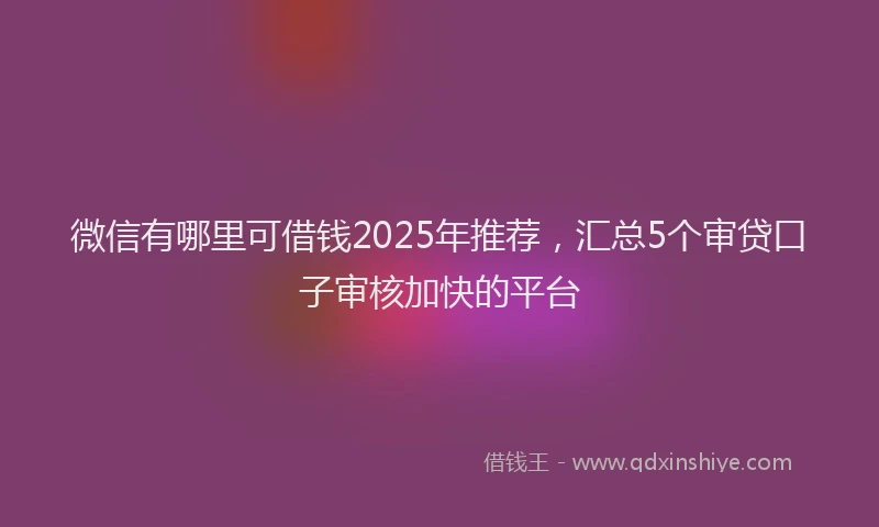 微信有哪里可借钱2025年推荐，汇总5个审贷口子审核加快的平台