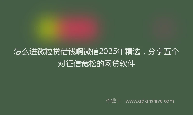 怎么进微粒贷借钱啊微信2025年精选，分享五个对征信宽松的网贷软件
