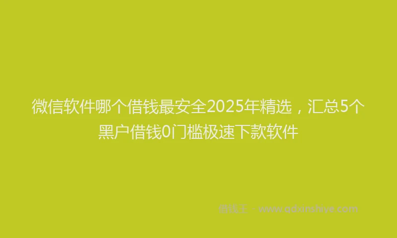 微信软件哪个借钱最安全2025年精选，汇总5个黑户借钱0门槛极速下款软件