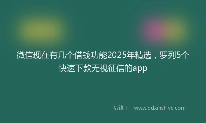 微信现在有几个借钱功能2025年精选，罗列5个快速下款无视征信的app