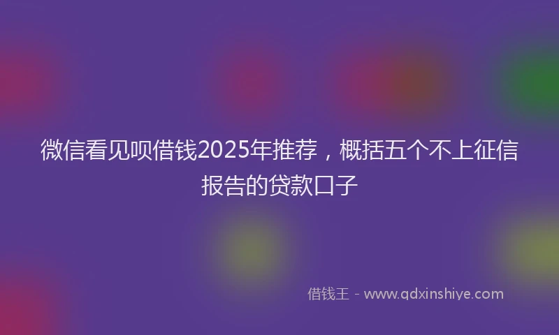 微信看见呗借钱2025年推荐，概括五个不上征信报告的贷款口子