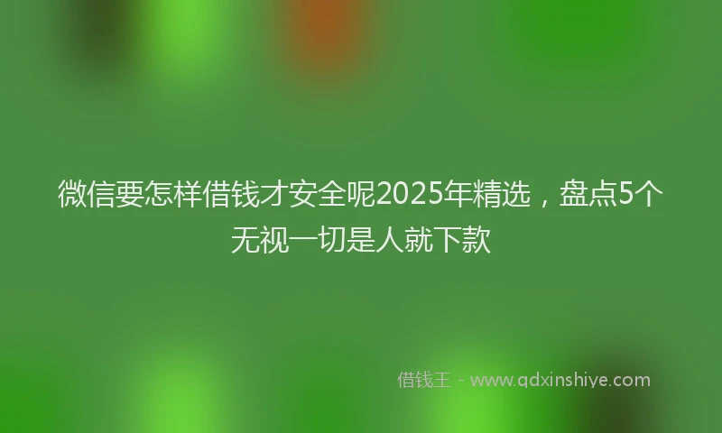 微信要怎样借钱才安全呢2025年精选，盘点5个无视一切是人就下款