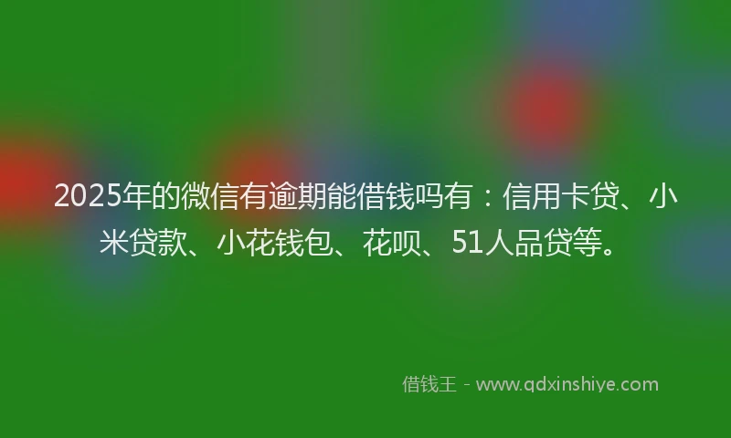 2025年的微信有逾期能借钱吗有：信用卡贷、小米贷款、小花钱包、花呗、51人品贷等。