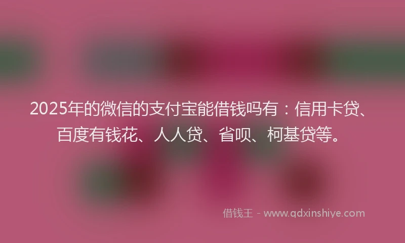 2025年的微信的支付宝能借钱吗有：信用卡贷、百度有钱花、人人贷、省呗、柯基贷等。