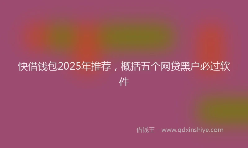 快借钱包2025年推荐，概括五个网贷黑户必过软件