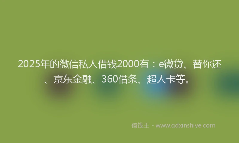 2025年的微信私人借钱2000有：e微贷、替你还、京东金融、360借条、超人卡等。