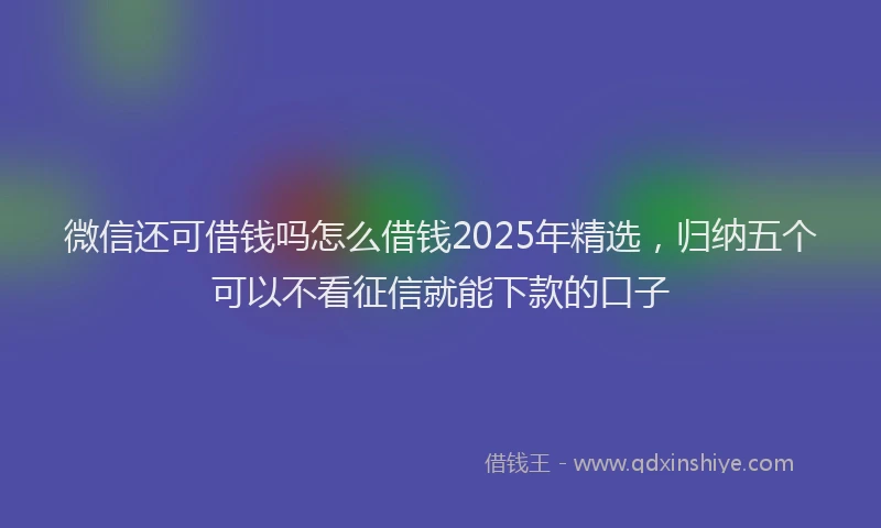 微信还可借钱吗怎么借钱2025年精选，归纳五个可以不看征信就能下款的口子
