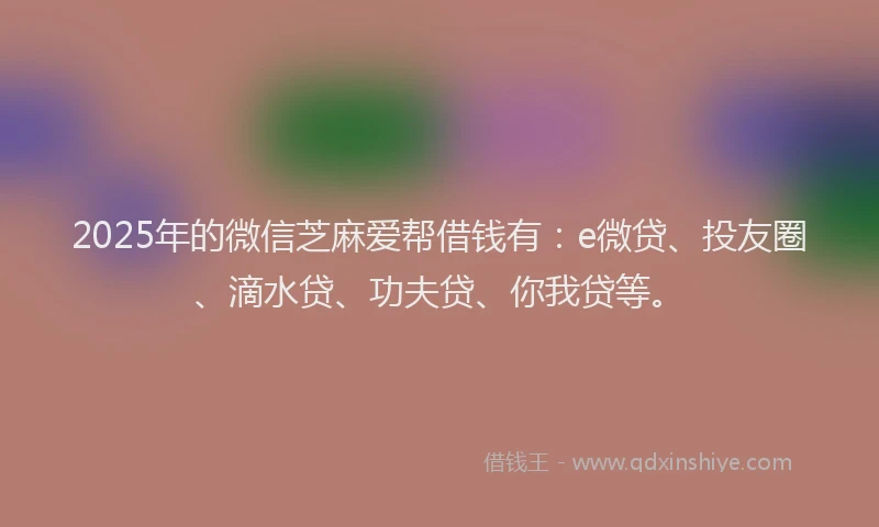 2025年的微信芝麻爱帮借钱有：e微贷、投友圈、滴水贷、功夫贷、你我贷等。