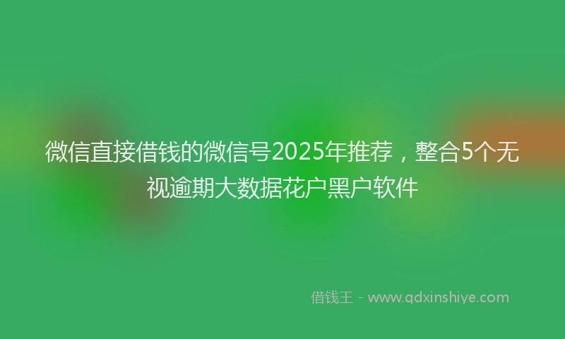 微信直接借钱的微信号2025年推荐，整合5个无视逾期大数据花户黑户软件