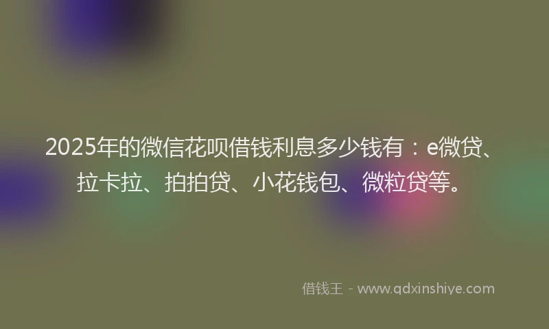 2025年的微信花呗借钱利息多少钱有：e微贷、拉卡拉、拍拍贷、小花钱包、微粒贷等。