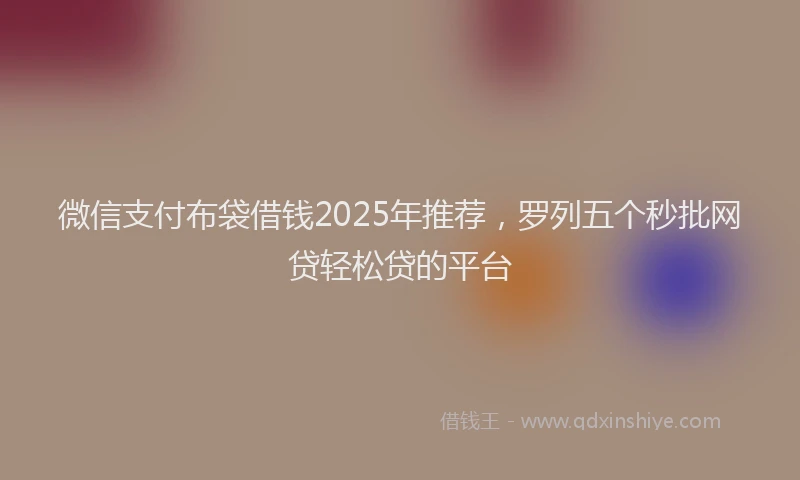微信支付布袋借钱2025年推荐，罗列五个秒批网贷轻松贷的平台