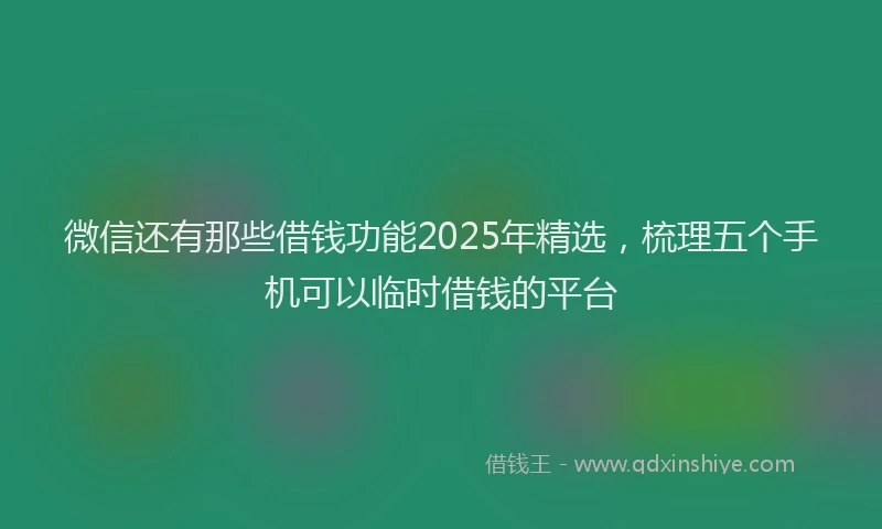 微信还有那些借钱功能2025年精选，梳理五个手机可以临时借钱的平台