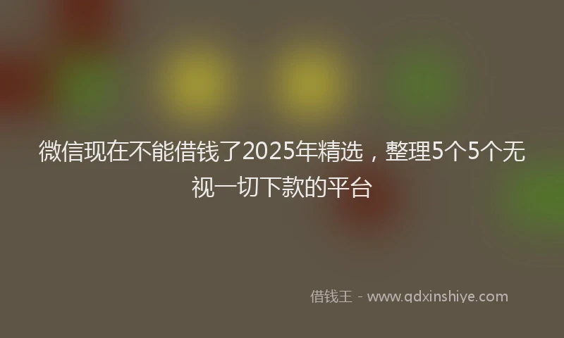 微信现在不能借钱了2025年精选，整理5个5个无视一切下款的平台
