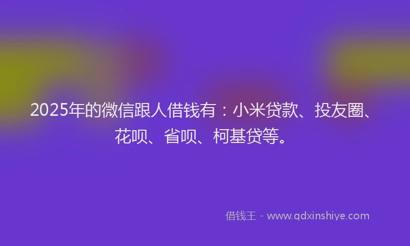 2025年的微信跟人借钱有：小米贷款、投友圈、花呗、省呗、柯基贷等。