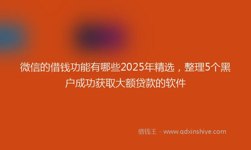 微信的借钱功能有哪些2025年精选，整理5个黑户成功获取大额贷款的软件