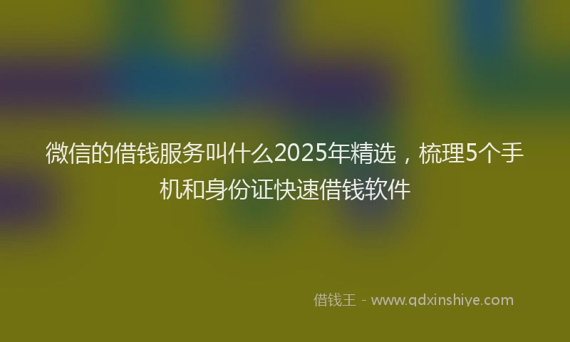微信的借钱服务叫什么2025年精选，梳理5个手机和身份证快速借钱软件