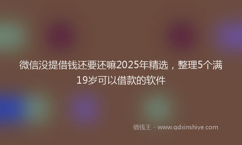 微信没提借钱还要还嘛2025年精选，整理5个满19岁可以借款的软件