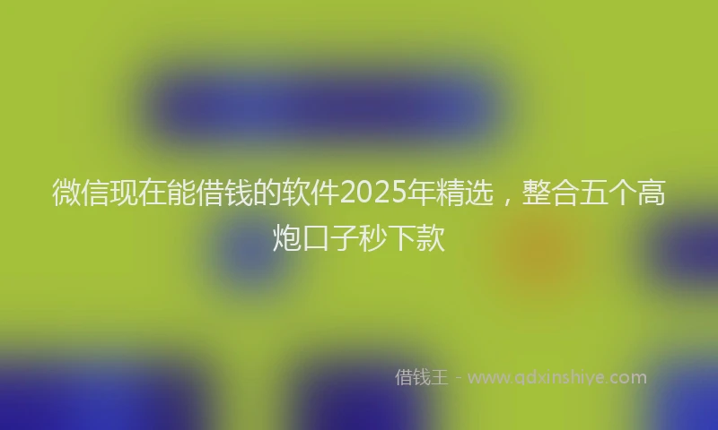 微信现在能借钱的软件2025年精选，整合五个高炮口子秒下款