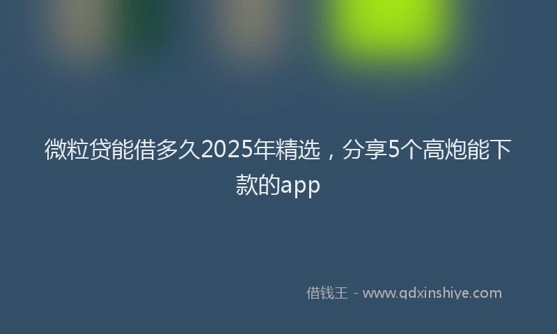 微粒贷能借多久2025年精选，分享5个高炮能下款的app