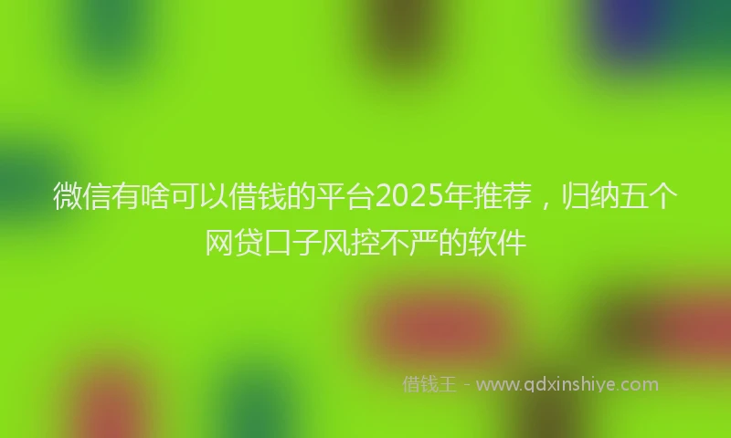 微信有啥可以借钱的平台2025年推荐，归纳五个网贷口子风控不严的软件