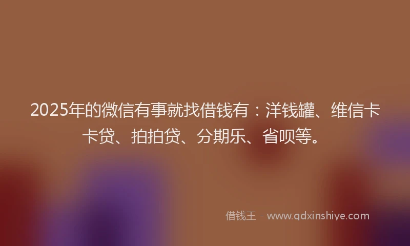 2025年的微信有事就找借钱有：洋钱罐、维信卡卡贷、拍拍贷、分期乐、省呗等。