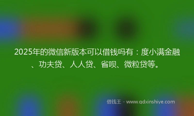 2025年的微信新版本可以借钱吗有：度小满金融、功夫贷、人人贷、省呗、微粒贷等。