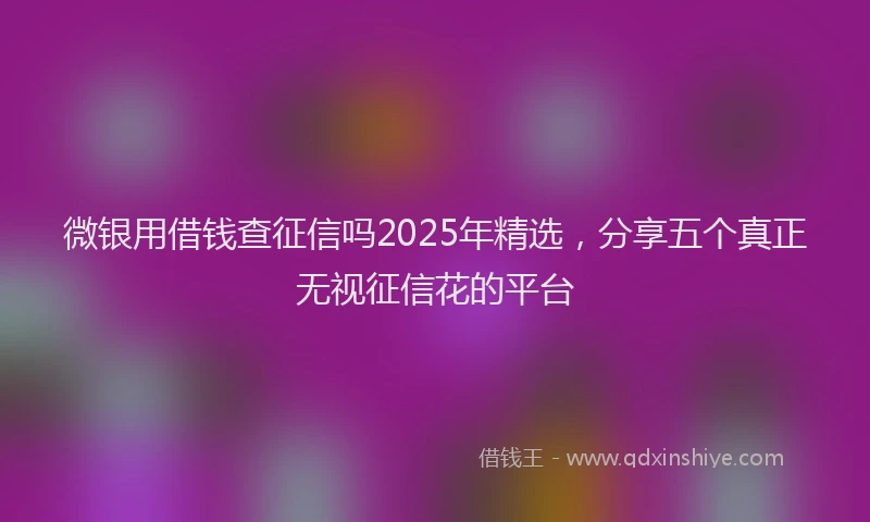 微银用借钱查征信吗2025年精选，分享五个真正无视征信花的平台