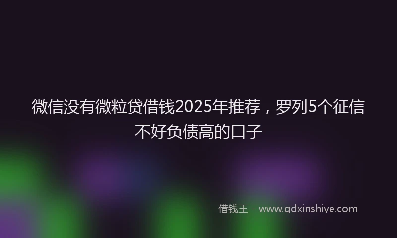 微信没有微粒贷借钱2025年推荐，罗列5个征信不好负债高的口子