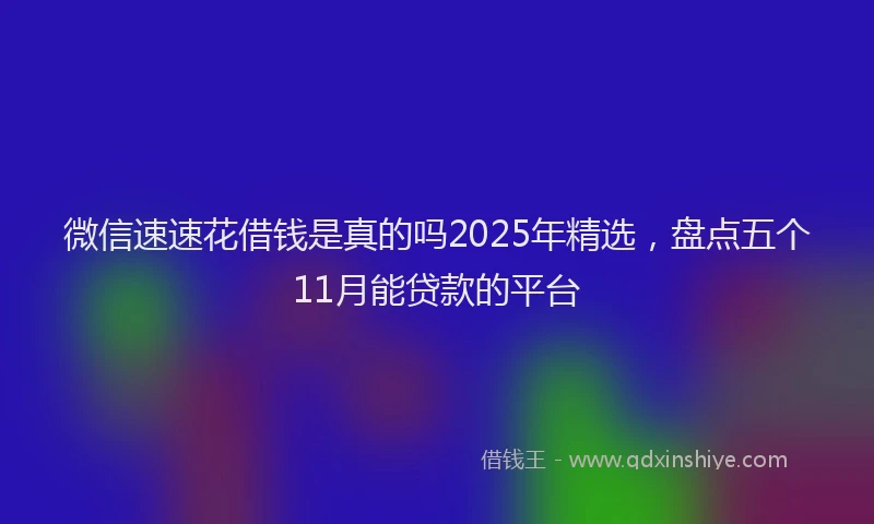 微信速速花借钱是真的吗2025年精选，盘点五个11月能贷款的平台