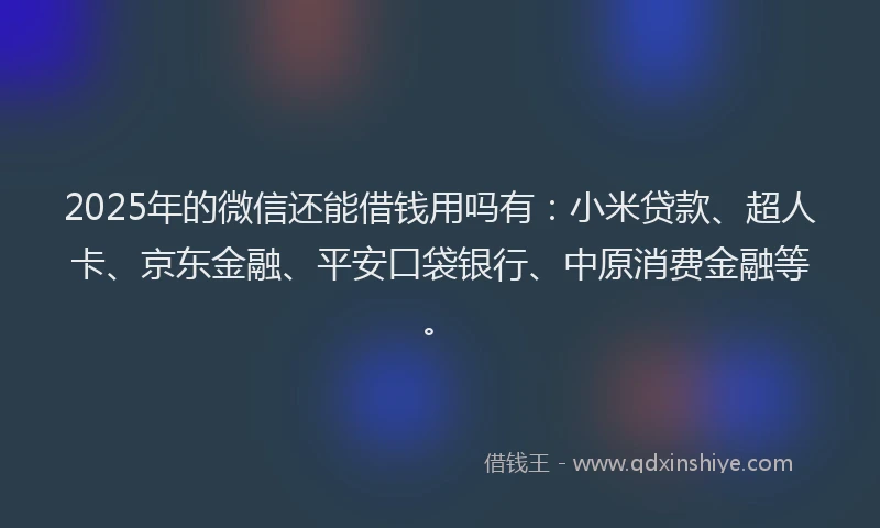 2025年的微信还能借钱用吗有：小米贷款、超人卡、京东金融、平安口袋银行、中原消费金融等。