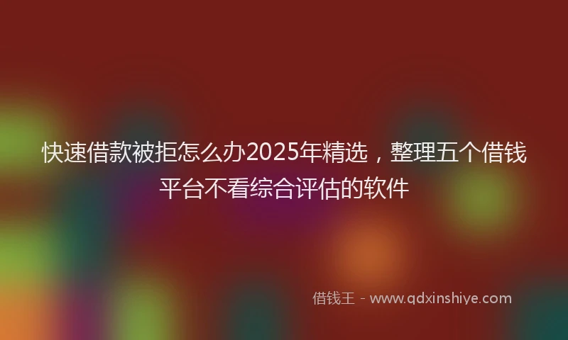 快速借款被拒怎么办2025年精选，整理五个借钱平台不看综合评估的软件