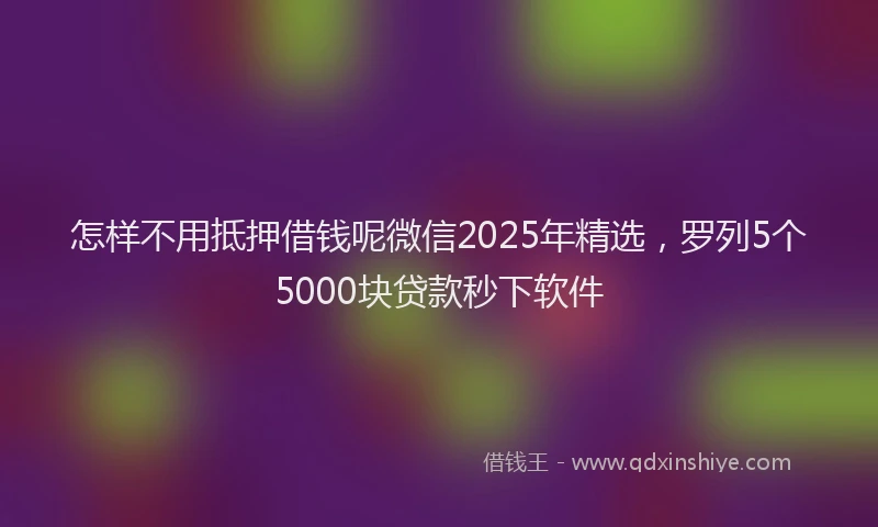 怎样不用抵押借钱呢微信2025年精选，罗列5个5000块贷款秒下软件