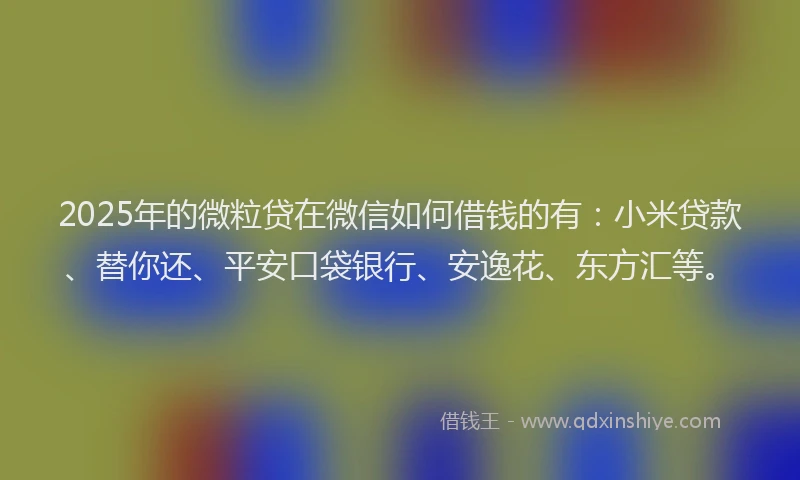 2025年的微粒贷在微信如何借钱的有：小米贷款、替你还、平安口袋银行、安逸花、东方汇等。