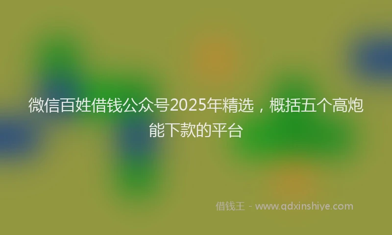 微信百姓借钱公众号2025年精选，概括五个高炮能下款的平台