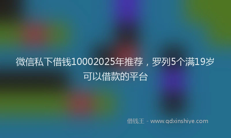 微信私下借钱10002025年推荐，罗列5个满19岁可以借款的平台