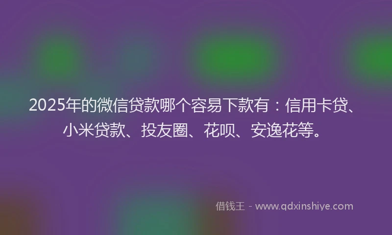 2025年的微信贷款哪个容易下款有：信用卡贷、小米贷款、投友圈、花呗、安逸花等。