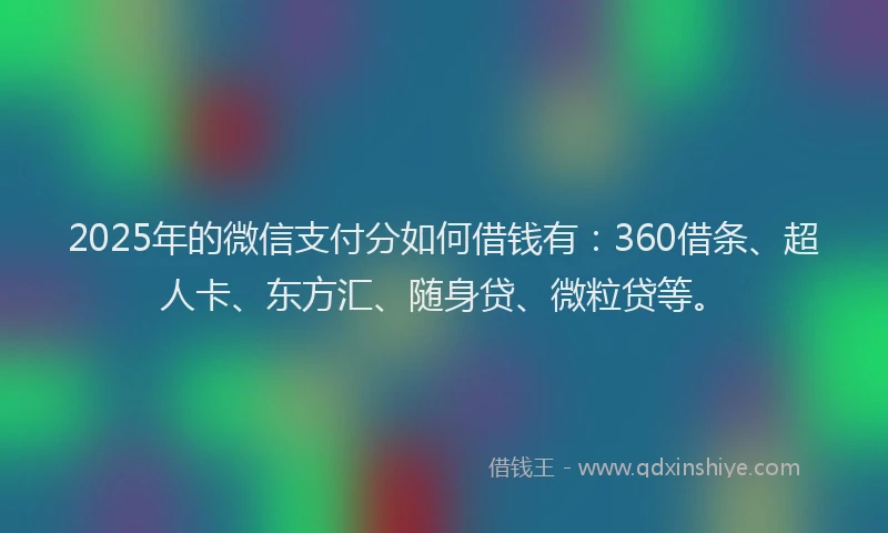 2025年的微信支付分如何借钱有：360借条、超人卡、东方汇、随身贷、微粒贷等。