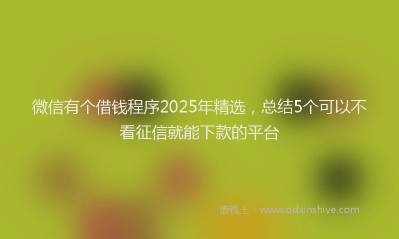 微信有个借钱程序2025年精选，总结5个可以不看征信就能下款的平台