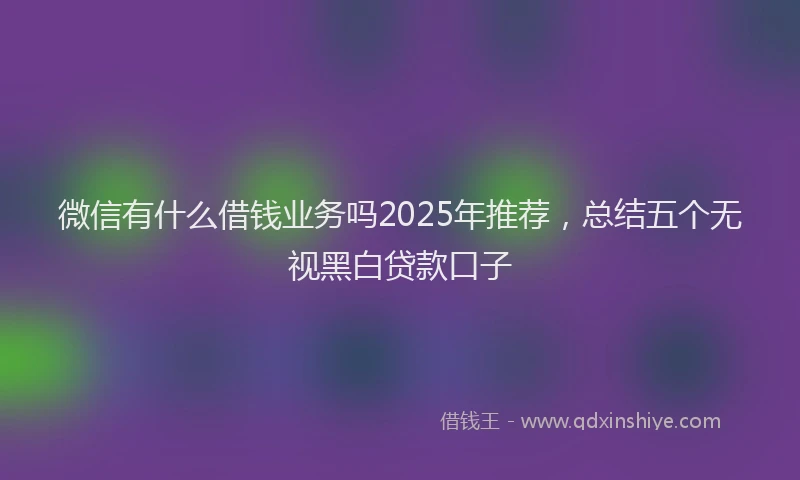 微信有什么借钱业务吗2025年推荐，总结五个无视黑白贷款口子