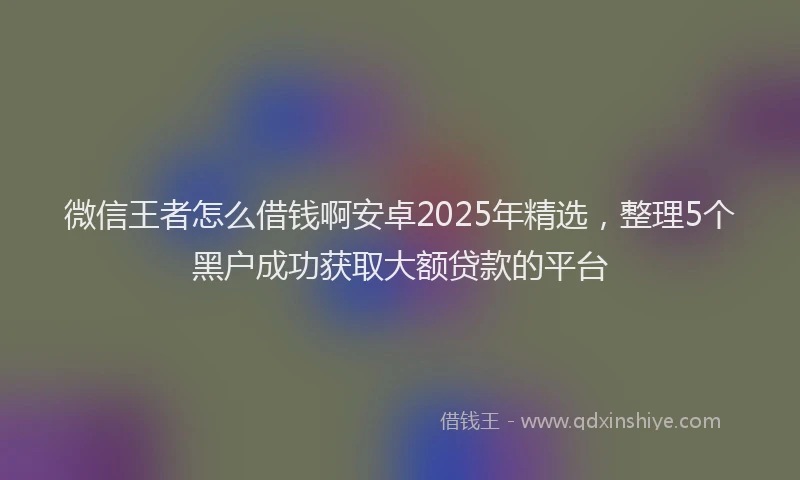微信王者怎么借钱啊安卓2025年精选，整理5个黑户成功获取大额贷款的平台