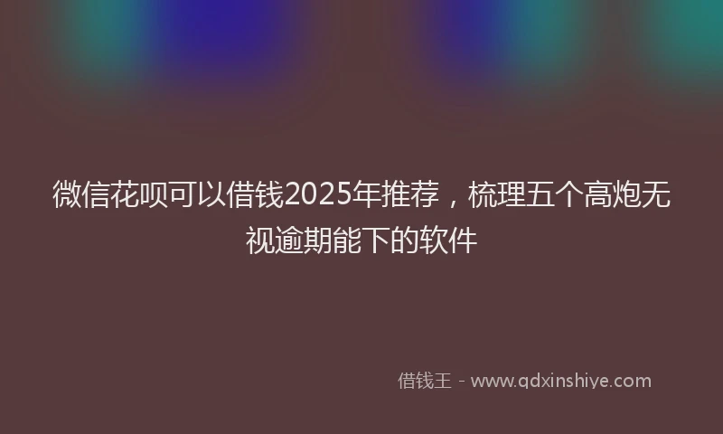 微信花呗可以借钱2025年推荐，梳理五个高炮无视逾期能下的软件
