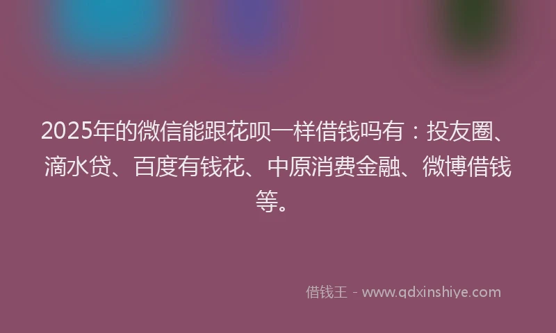 2025年的微信能跟花呗一样借钱吗有：投友圈、滴水贷、百度有钱花、中原消费金融、微博借钱等。