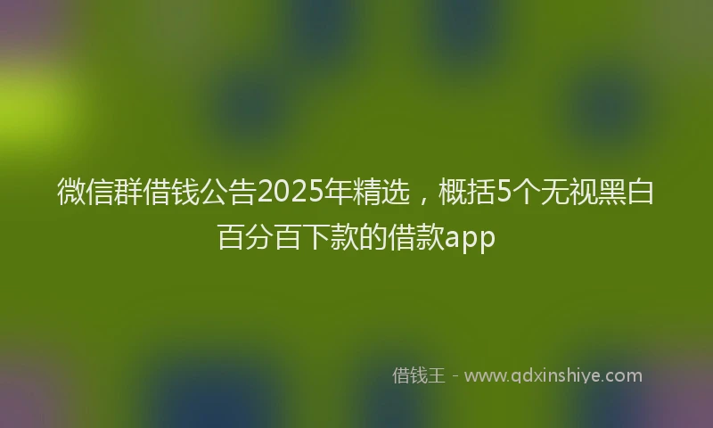 微信群借钱公告2025年精选，概括5个无视黑白百分百下款的借款app