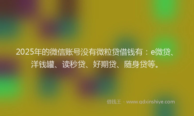 2025年的微信账号没有微粒贷借钱有：e微贷、洋钱罐、读秒贷、好期贷、随身贷等。