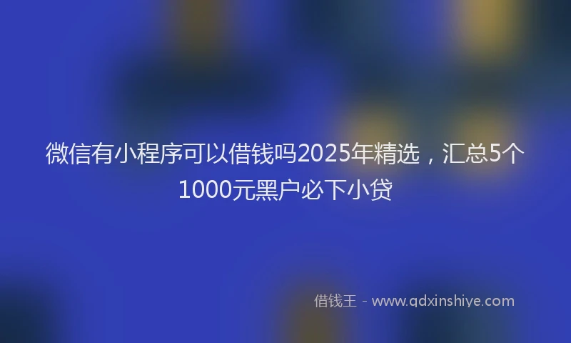 微信有小程序可以借钱吗2025年精选，汇总5个1000元黑户必下小贷