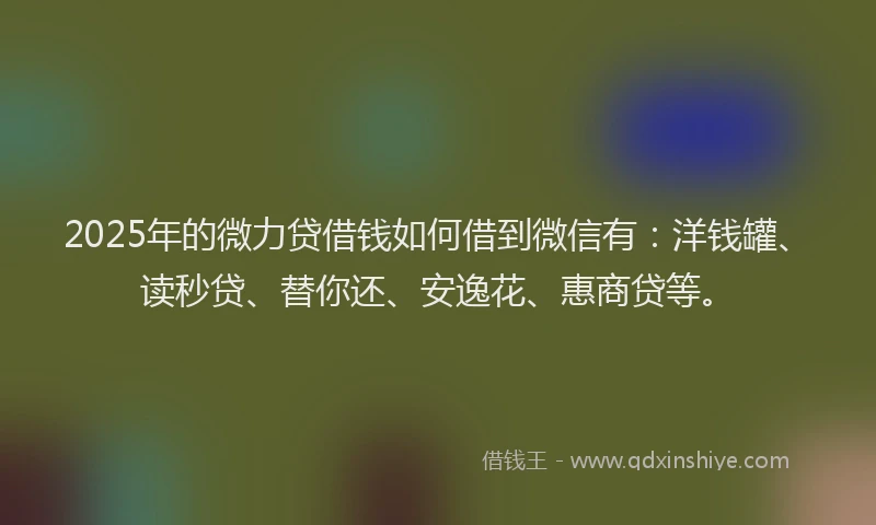 2025年的微力贷借钱如何借到微信有：洋钱罐、读秒贷、替你还、安逸花、惠商贷等。