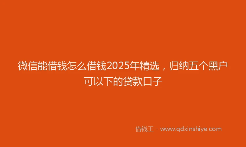 微信能借钱怎么借钱2025年精选，归纳五个黑户可以下的贷款口子